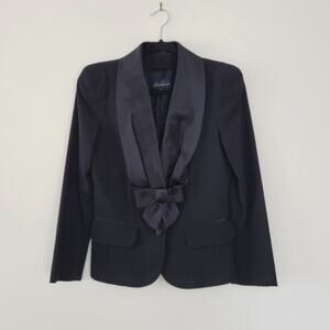 Luisa Spagnoli Women's Black Long Sleeve Front Button & Bow-belted Coat Size 42